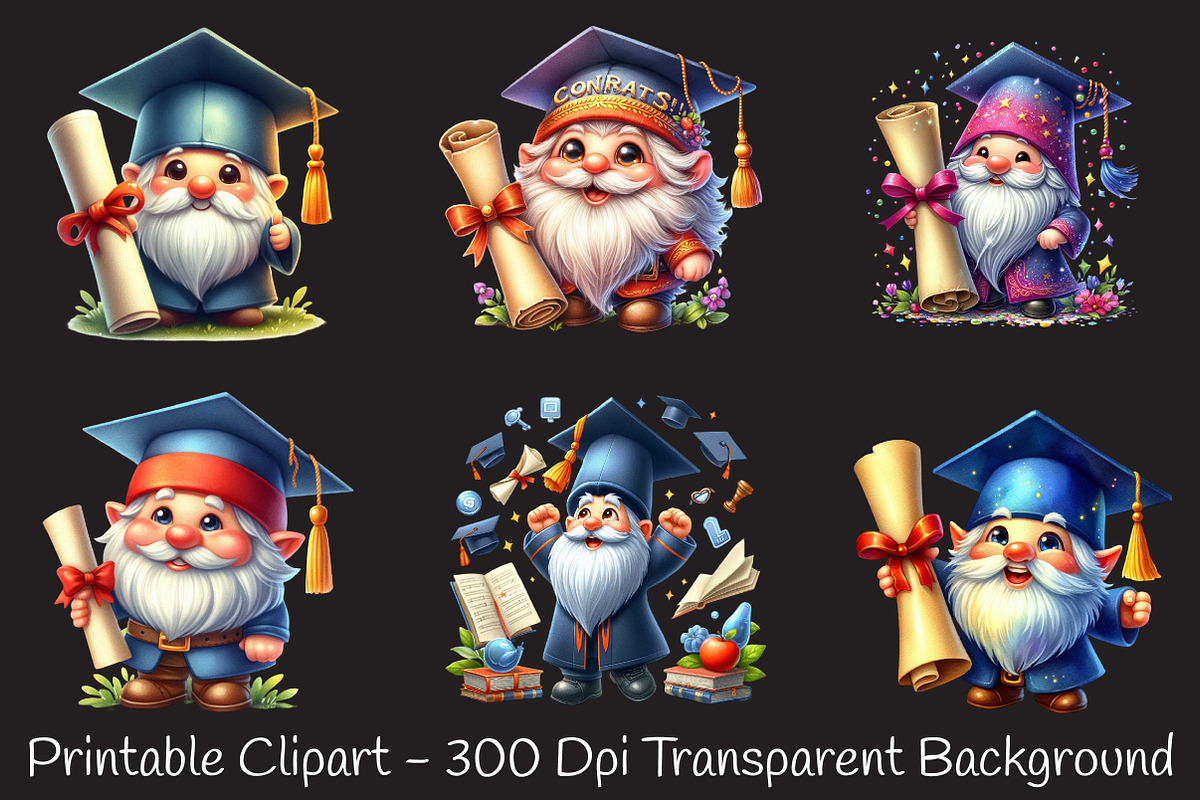 Graduation Gnome Clipart, an Illustration by RobertsArt (Photo 4 of 7)
