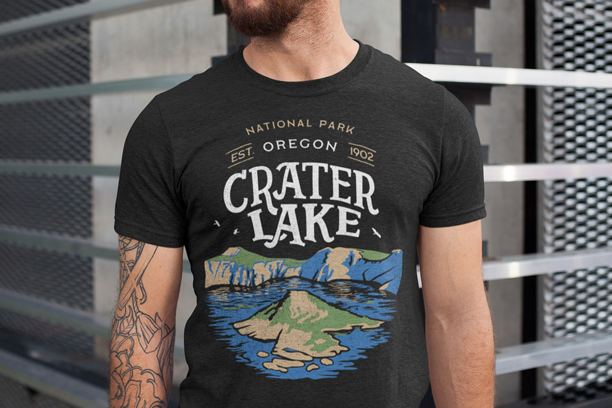 Crater Lake National Park Oregon Tee, an Illustration by Paul Lesser (Photo 3 of 9)