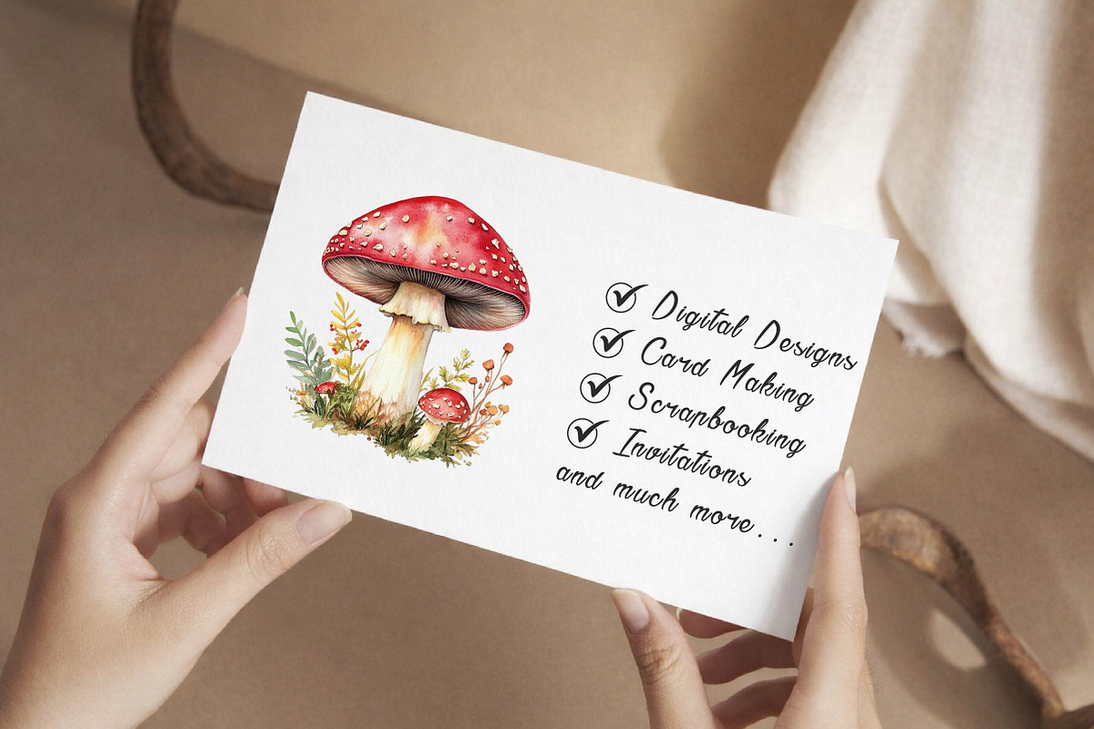 Watercolor Amanita Mushrooms Clipart, an Illustration by Libby Wishes (Photo 4 of 6)