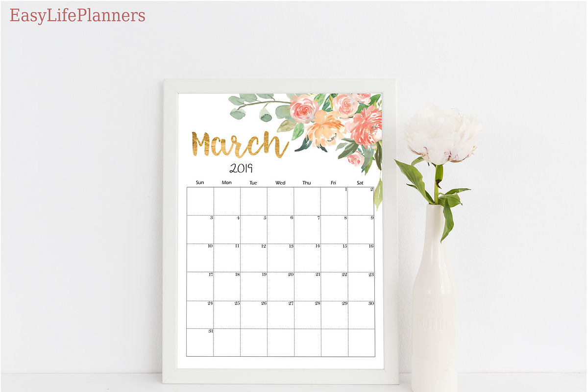 Wall Calendar 2018 2019 Letter Size, a Templates & Theme by EasyLifePlanners (Photo 9 of 10)