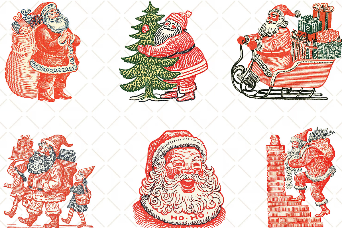 Hand Drawn Santa Christmas Clipart, an Illustration by Black Bird Studio (Photo 2 of 6)