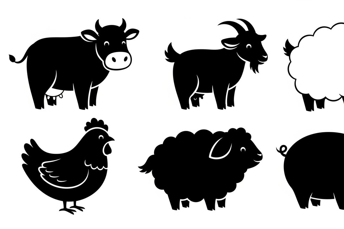 Cute Farm Animal Silhouette Bundle, an Illustration by hafijul (Photo 48 of 51)