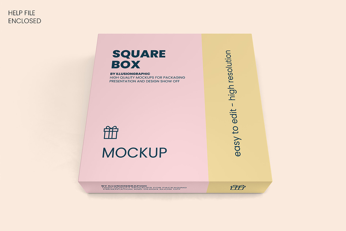 Square Box with Lid Mockups 10 Views, a Packaging Mockup by Illusiongraphic (Photo 4 of 21)