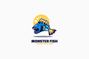 Monster Fish Simple Mascot Logo, a Branding & Logo Template by Artnivora.Std