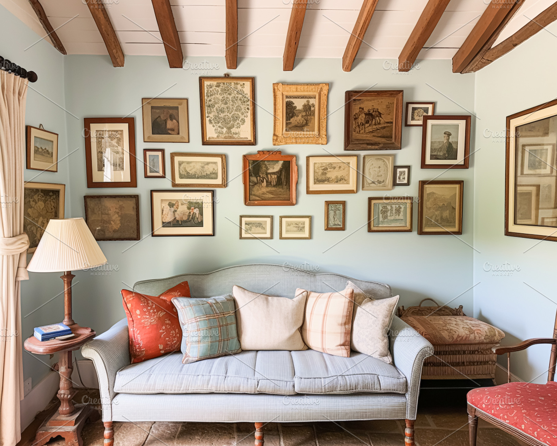 Gallery wall, home decor and wall art over sofa, framed art in m 