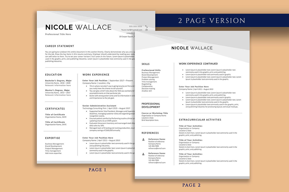 Modern Professional Resume Template, a Resume Template by VictoriousVita (Photo 3 of 8)