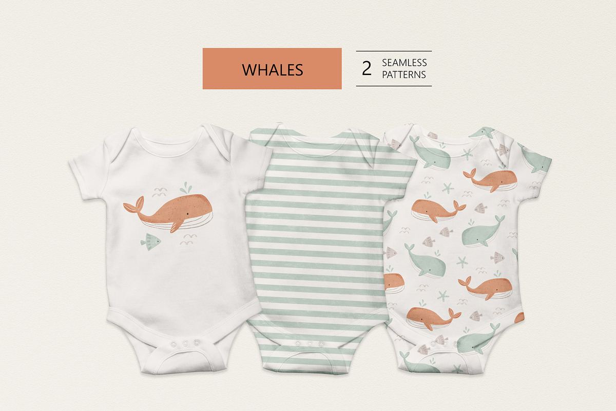 Cute whales, a Pattern Graphic by Olena Kuznietsova (Photo 1 of 9)