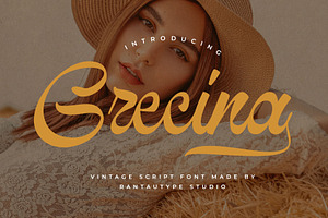 Grecina Vintage Script Font, a Script Font by RantautypeStudio