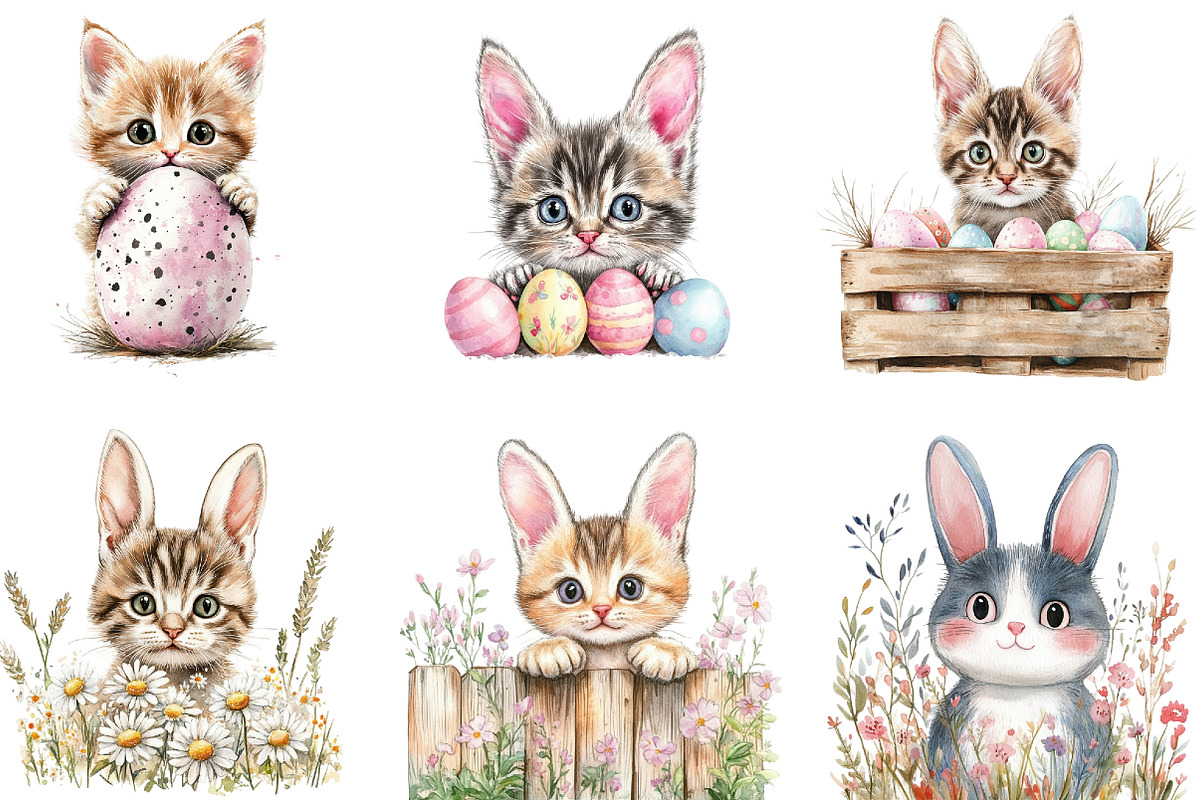 Easter Bunny Cat Peeking Sublimatio, an Illustration by DreamArtGraphic (Photo 4 of 4)