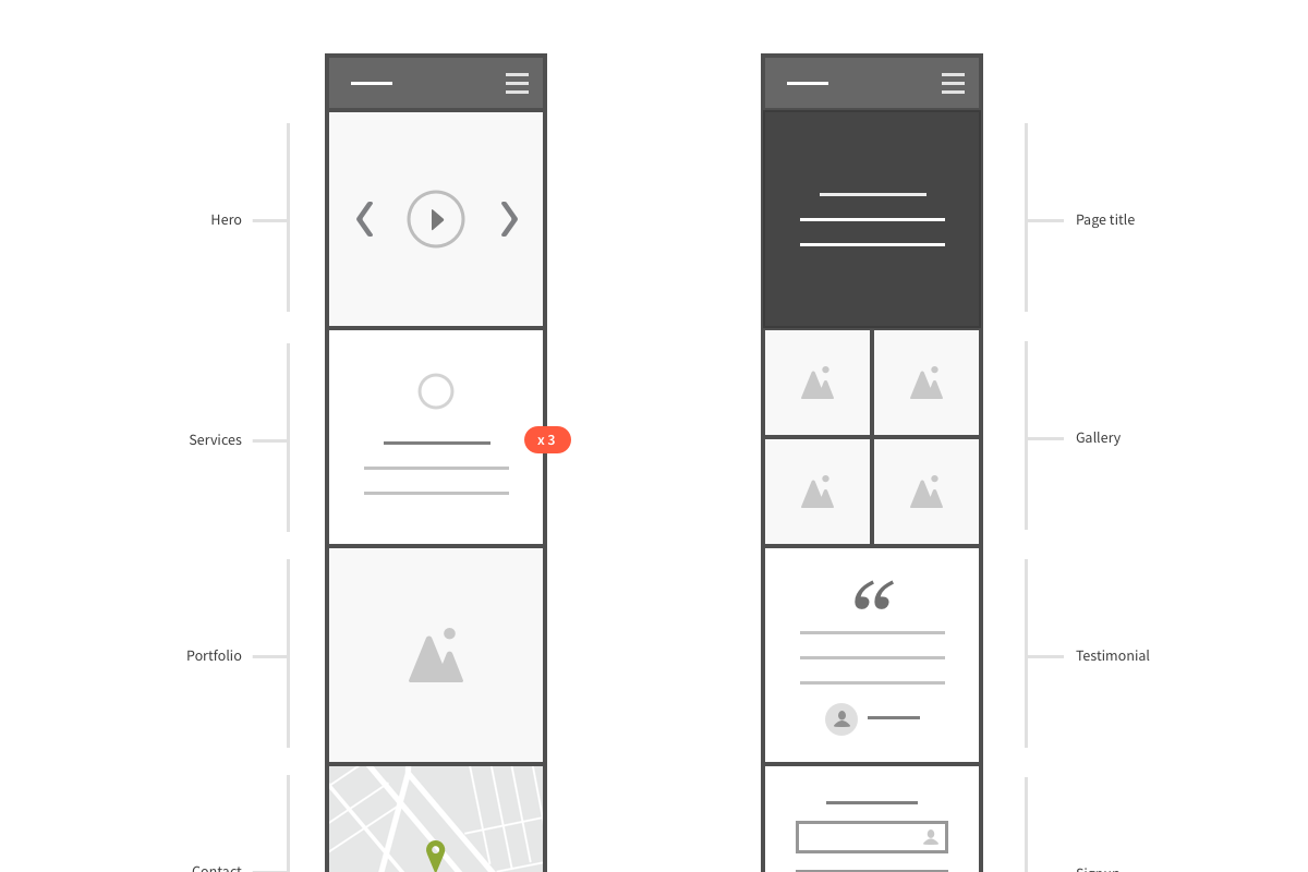 Square Wireframe Kit, a Wireframe Template by UX Kits (Photo 5 of 7)
