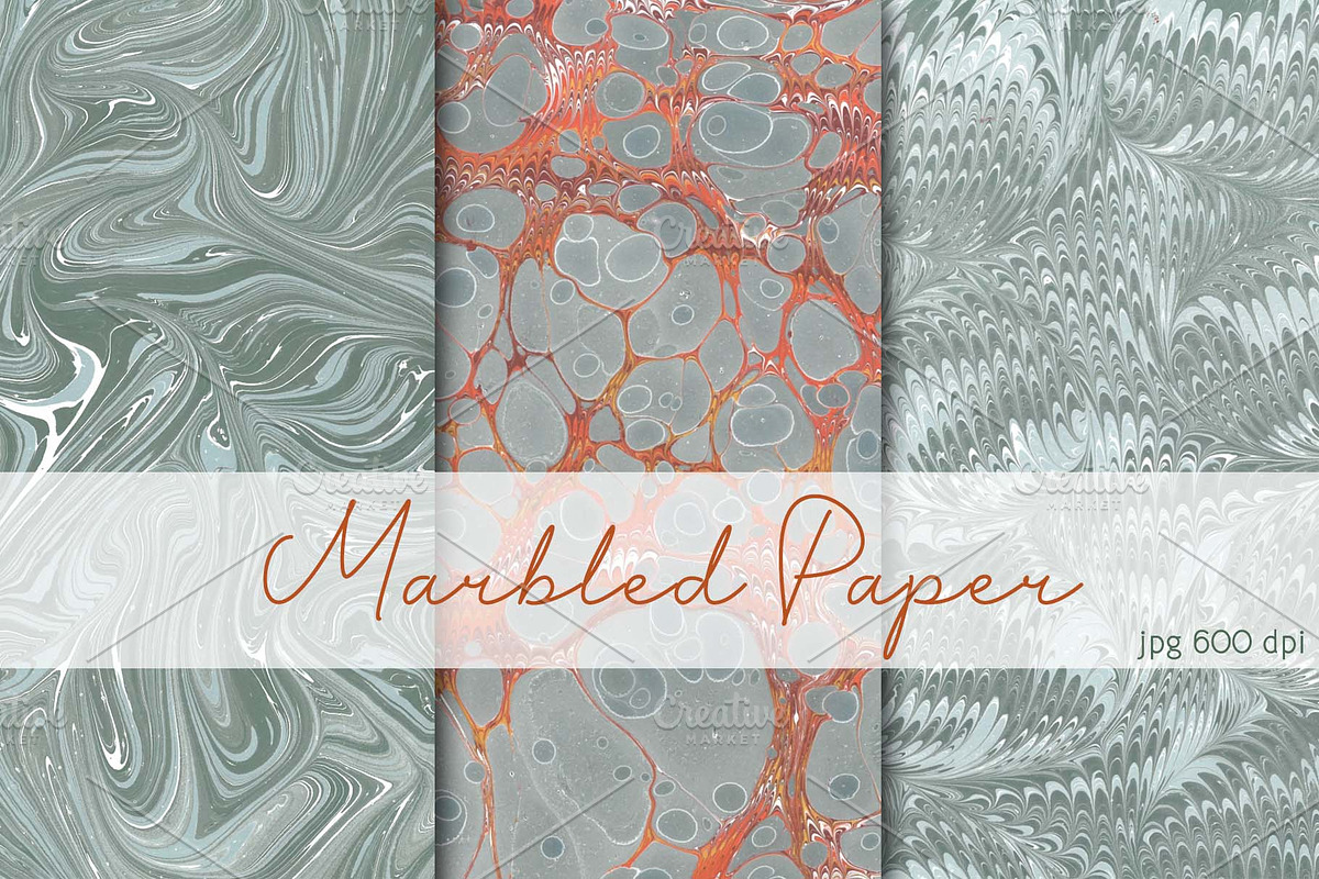 3 Hand Marbled Papers Snake, a Texture Graphic by Marblingdom (Photo 1 of 4)