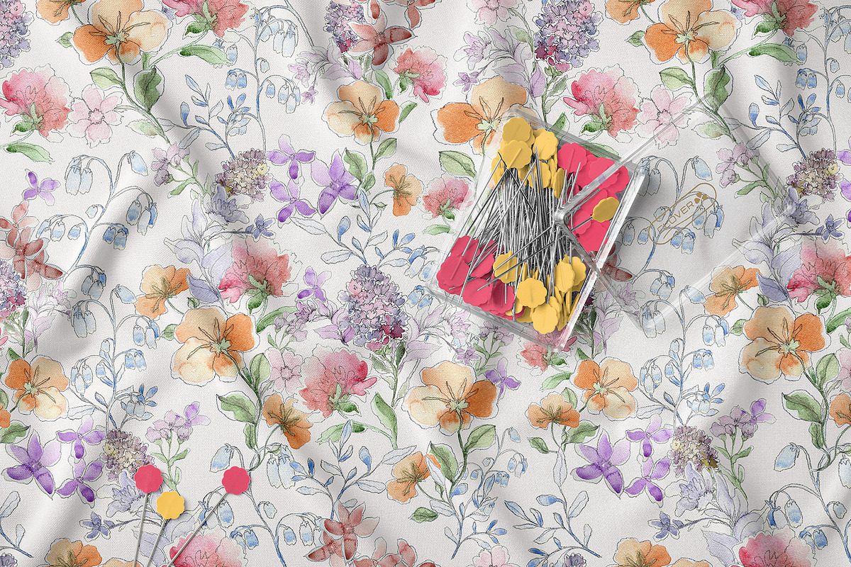Watercolor Summer Floral Pattern, a Pattern Graphic by StudioGlouna (Photo 3 of 4)