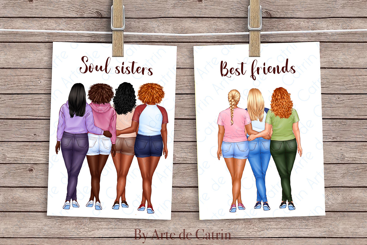 My Best Friends Clipart, Besties Art, a Person Illustration by ArtedeCatrin (Photo 5 of 11)