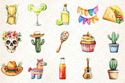 Watercolor Mexican Party Clipart, an Illustration by Rose Art (Thumbnail 2 of 4)
