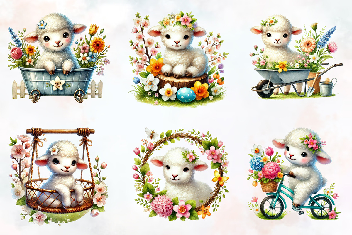 Cute spring clipart lamb clipart, an Illustration by RobertsArt (Photo 7 of 7)