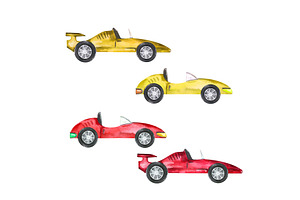 Race Cars Watercolor Clipart