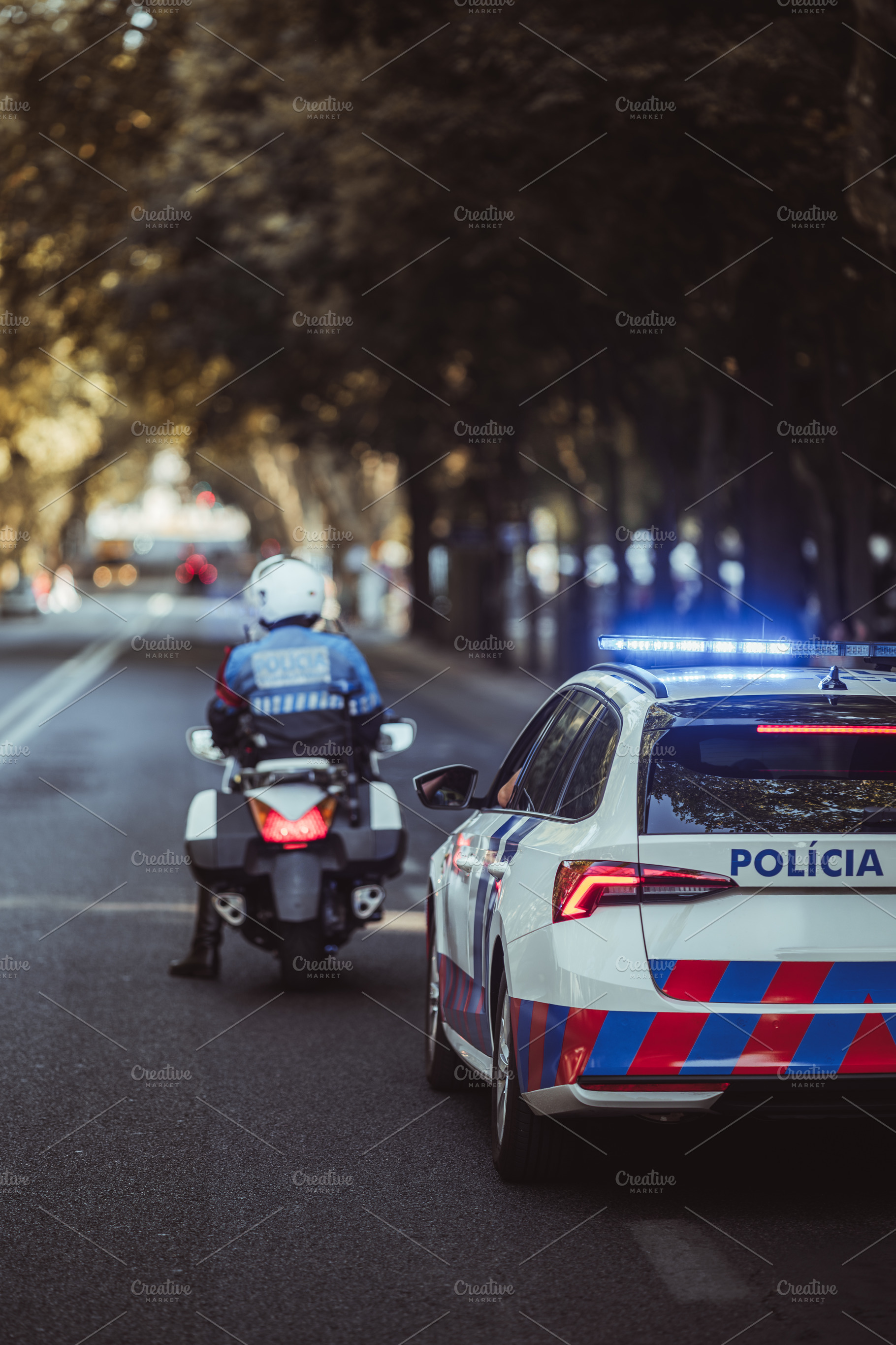 Police patrol car and motorbike, a Transportation Photo by SkyNext