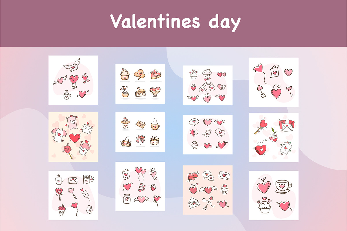 valentines doodle set bundle, a Decorative Illustration by foxndeer (Photo 1 of 4)