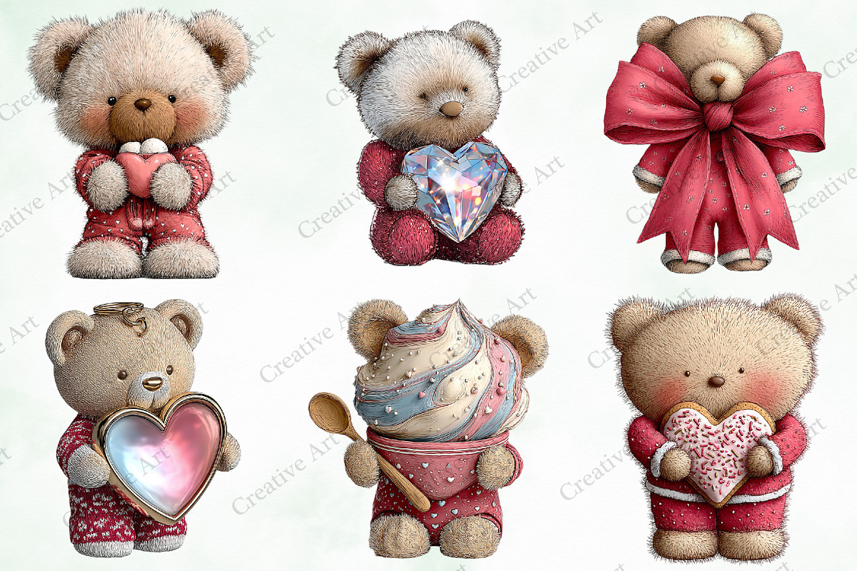 Valentine Teddy With Elements Bundle, an Illustration by Creative Art (Photo 3 of 10)