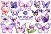 Pastel Purple Butterflies PNG, an Illustration by Dream Creation (Thumbnail 1 of 6)