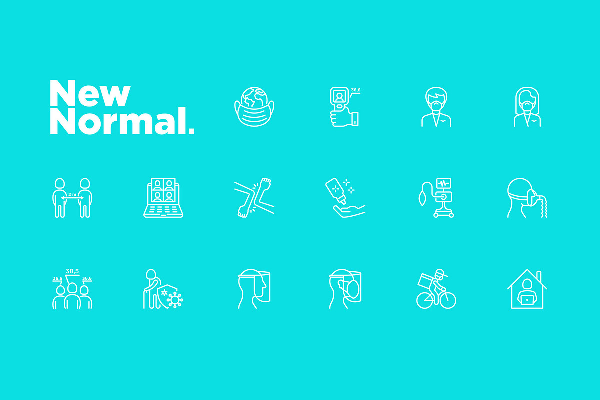 New Normal | 16 Thin Line Icons Set, an Outline Icon by Alex Blogoodf (Photo 6 of 15)