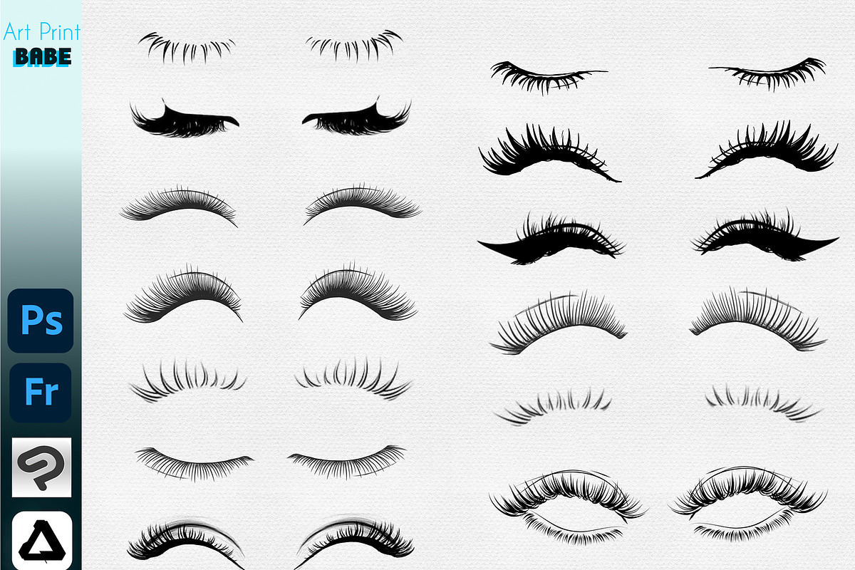 Photoshop Eyelashes Clip Studio Art, a Brush Add-On by ArtPrintBabe (Photo 2 of 4)