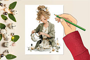 Whimsical Girls Clipart Set, an Illustration by DreamCafeArt (Thumbnail 5 of 6)