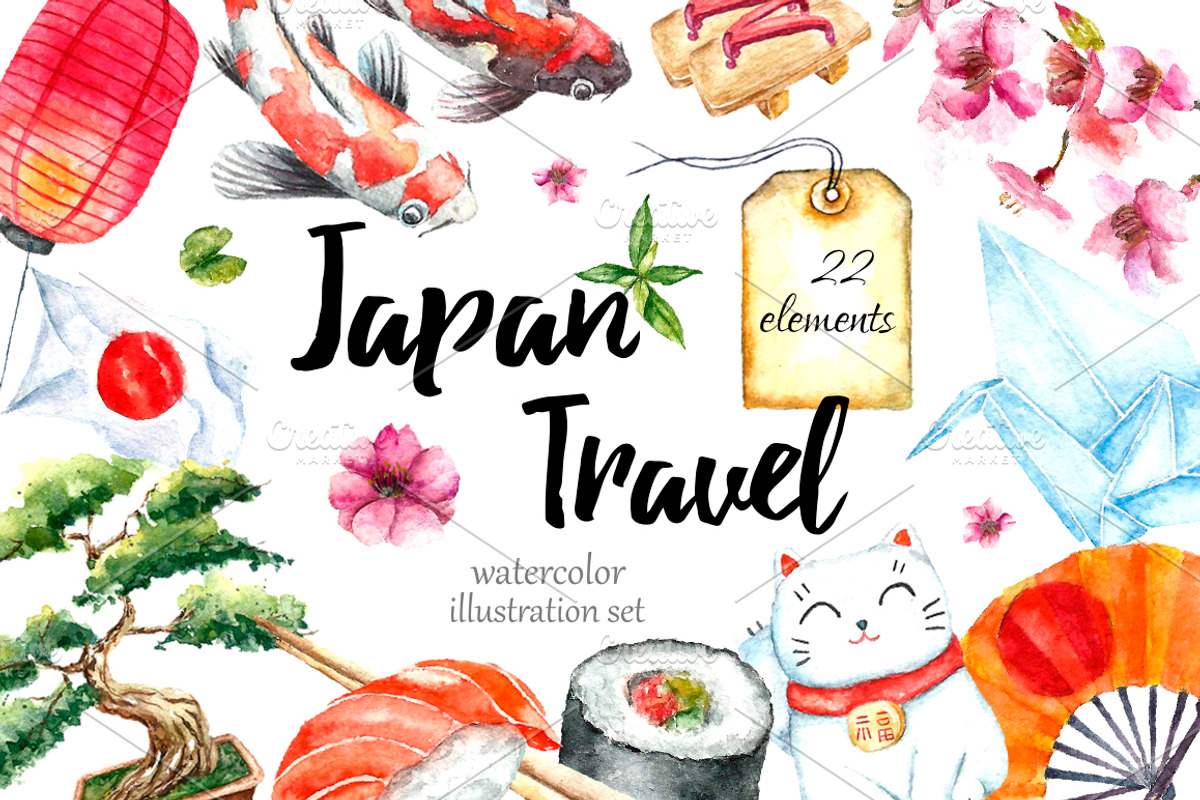 Watercolor set of Japan, a Food Illustration by Vikeriya (Photo 1 of 5)