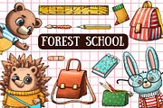 Forest School - Clip Art Set, an Animal Illustration by Mashamashastu (Thumbnail 1 of 9)