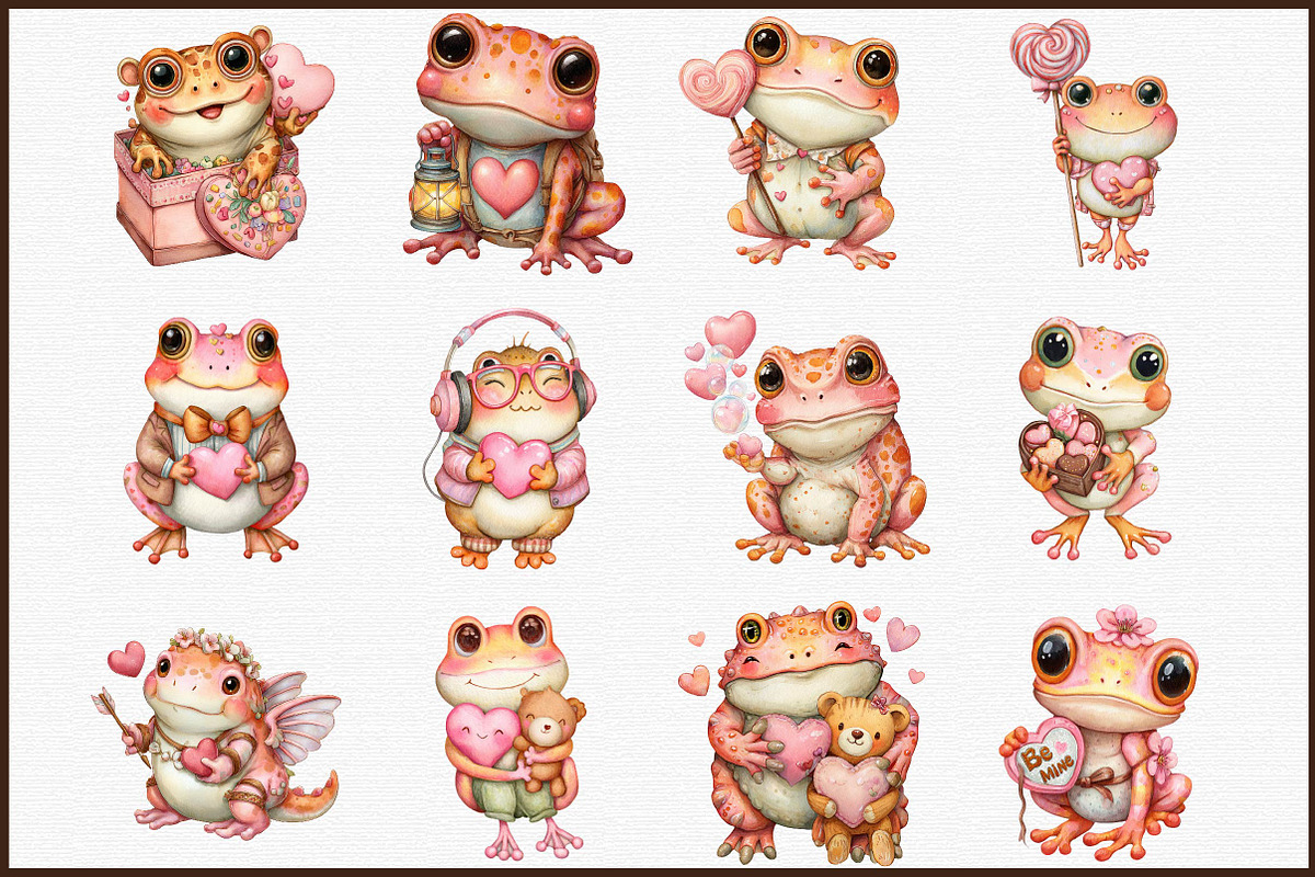 Whimsical Valentine Frog Clip-art, an Illustration by Sublimation Artist (Photo 3 of 6)