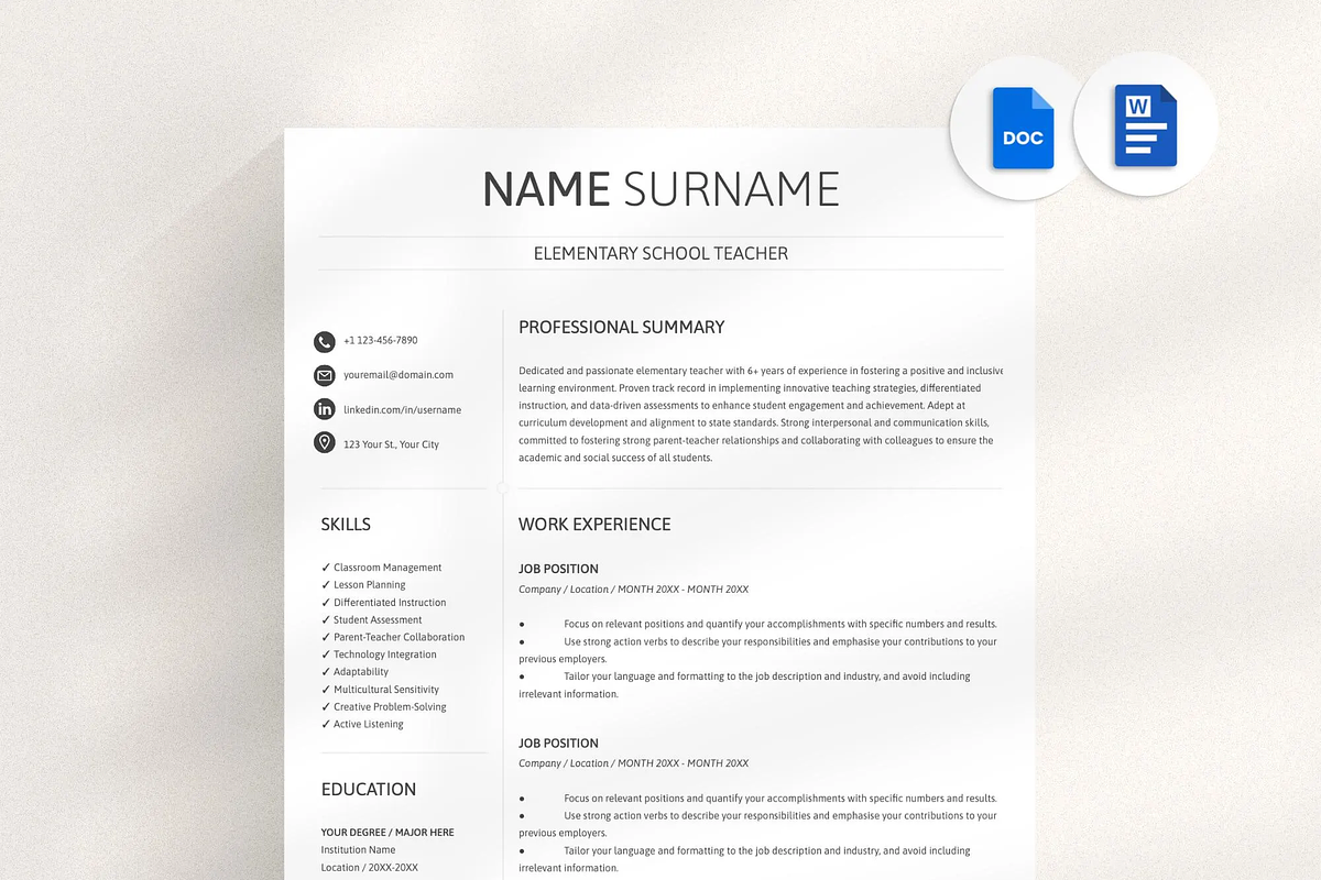 Teacher Resume Template Word Google, a Resume Template by OkiDocs Resume Templates (Photo 1 of 10)