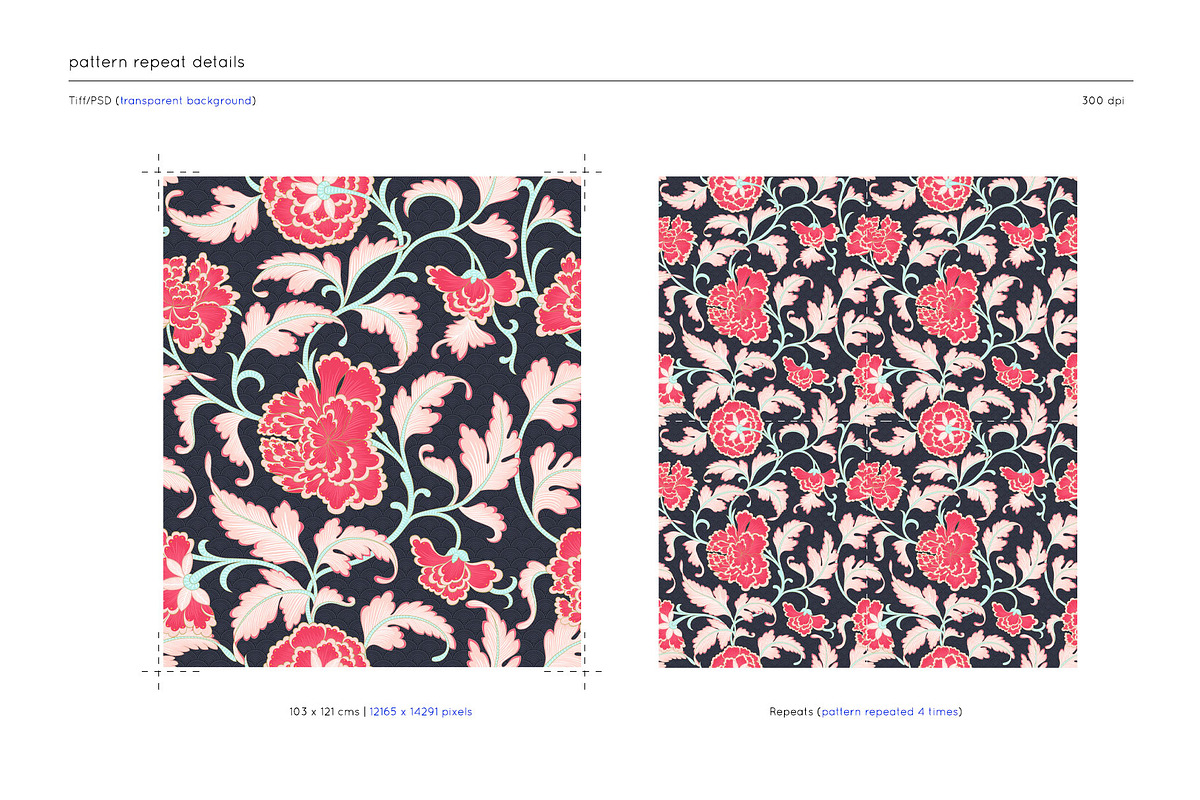 Meili Oriental Peony Pattern & Motif, a Pattern Graphic by Pink Linen (Photo 6 of 12)