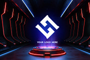 Futuristic pedestal Logo mock-ups, a Product Mockup by S_design (Thumbnail 10 of 12)