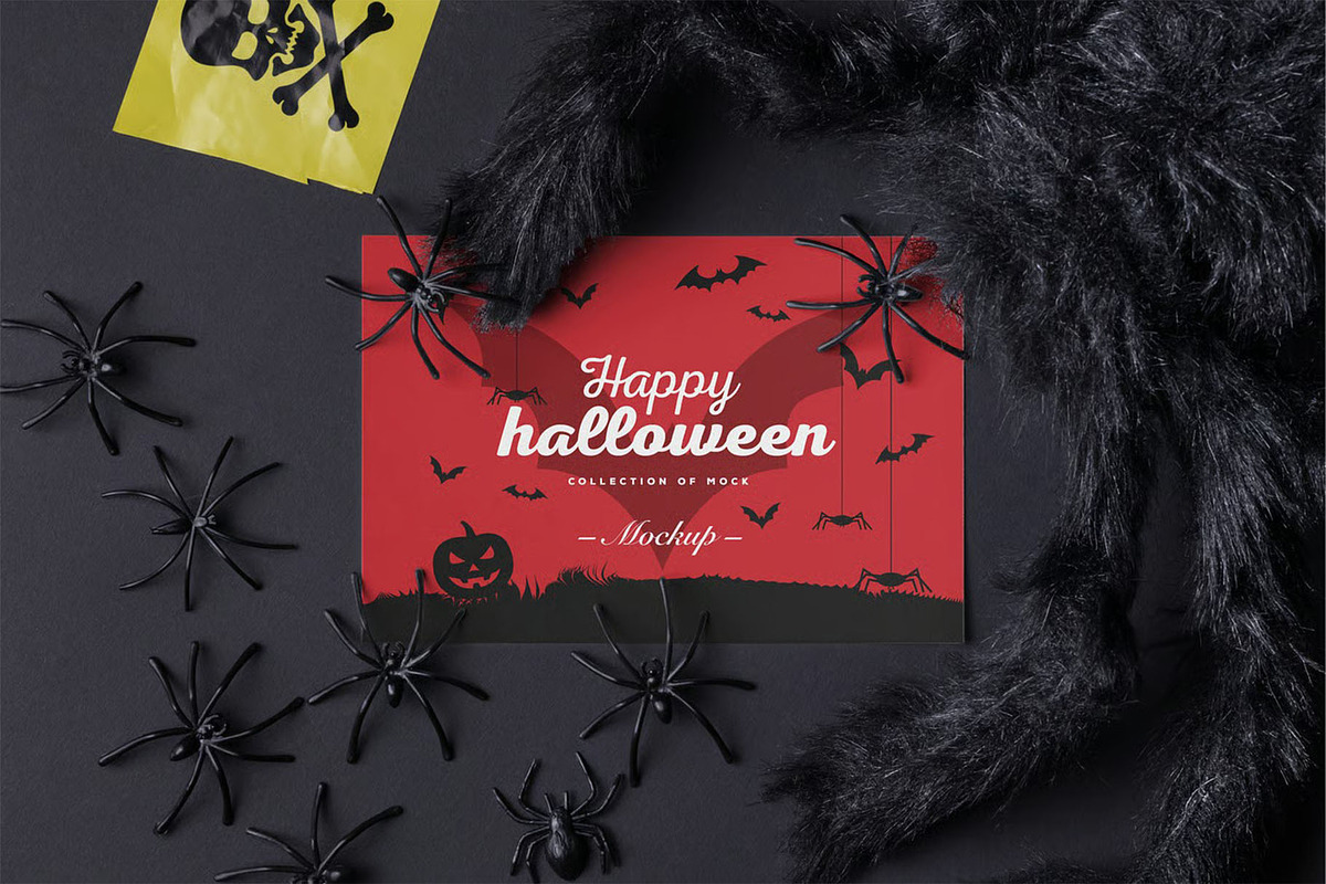 Halloween Card Mock-up, an Advertising Mockup by zippypixelstudio (Photo 7 of 13)
