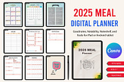 Digital 2025 Meal Planner Canva, a Stationery Template by Designmela01 (Thumbnail 1 of 9)