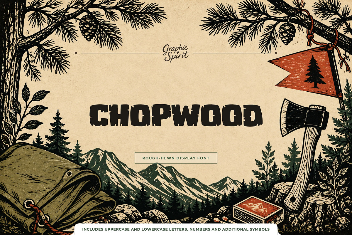 Chopwood Rough Woodcut Display Font, a Blackletter Font by Graphic Spirit (Photo 1 of 8)