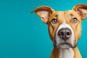 Curious brown pit bull terrier dog, an Animal Photo by MistyDay