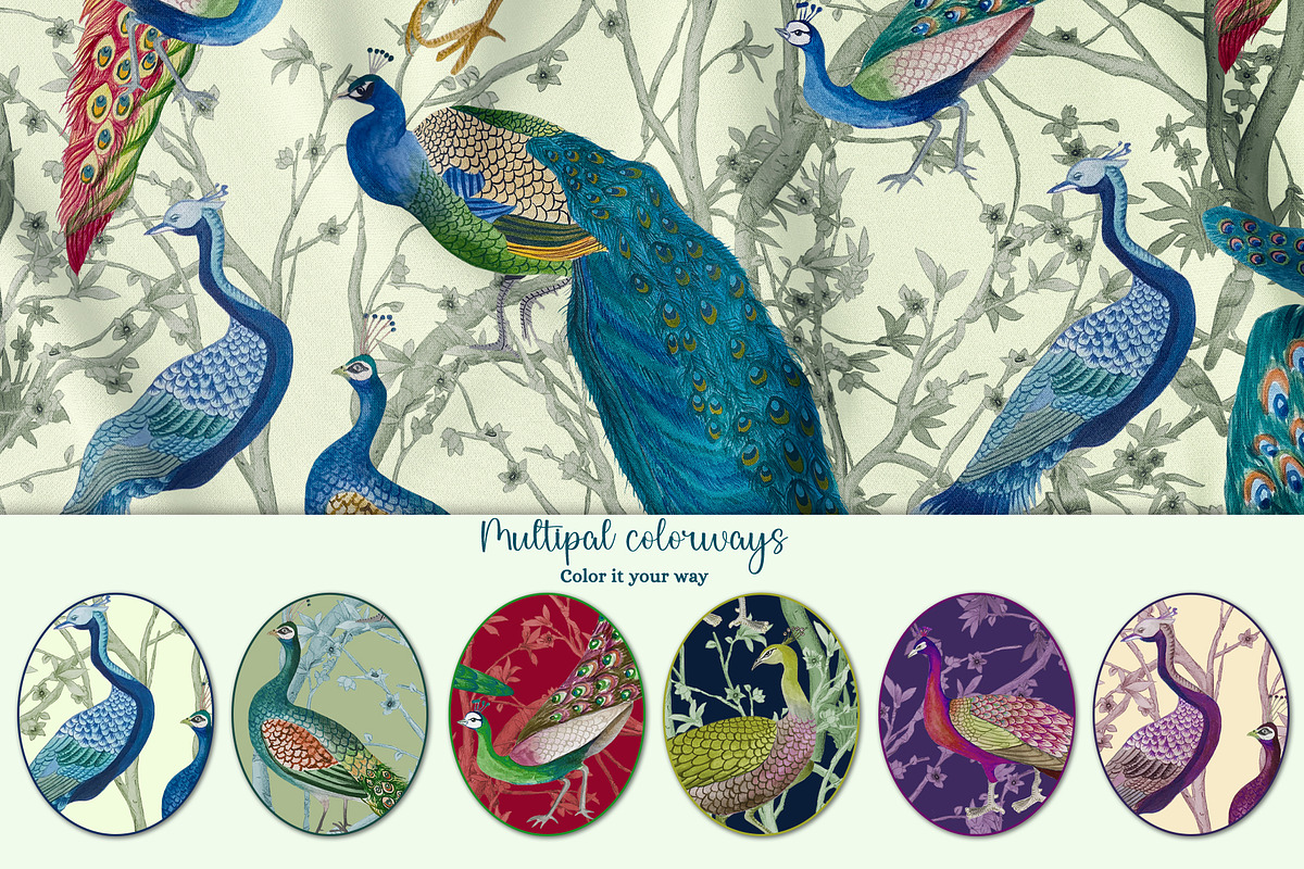 Forest Peacock Prints & Patterns, a Pattern Graphic by GND ART STUDIO (Photo 2 of 8)