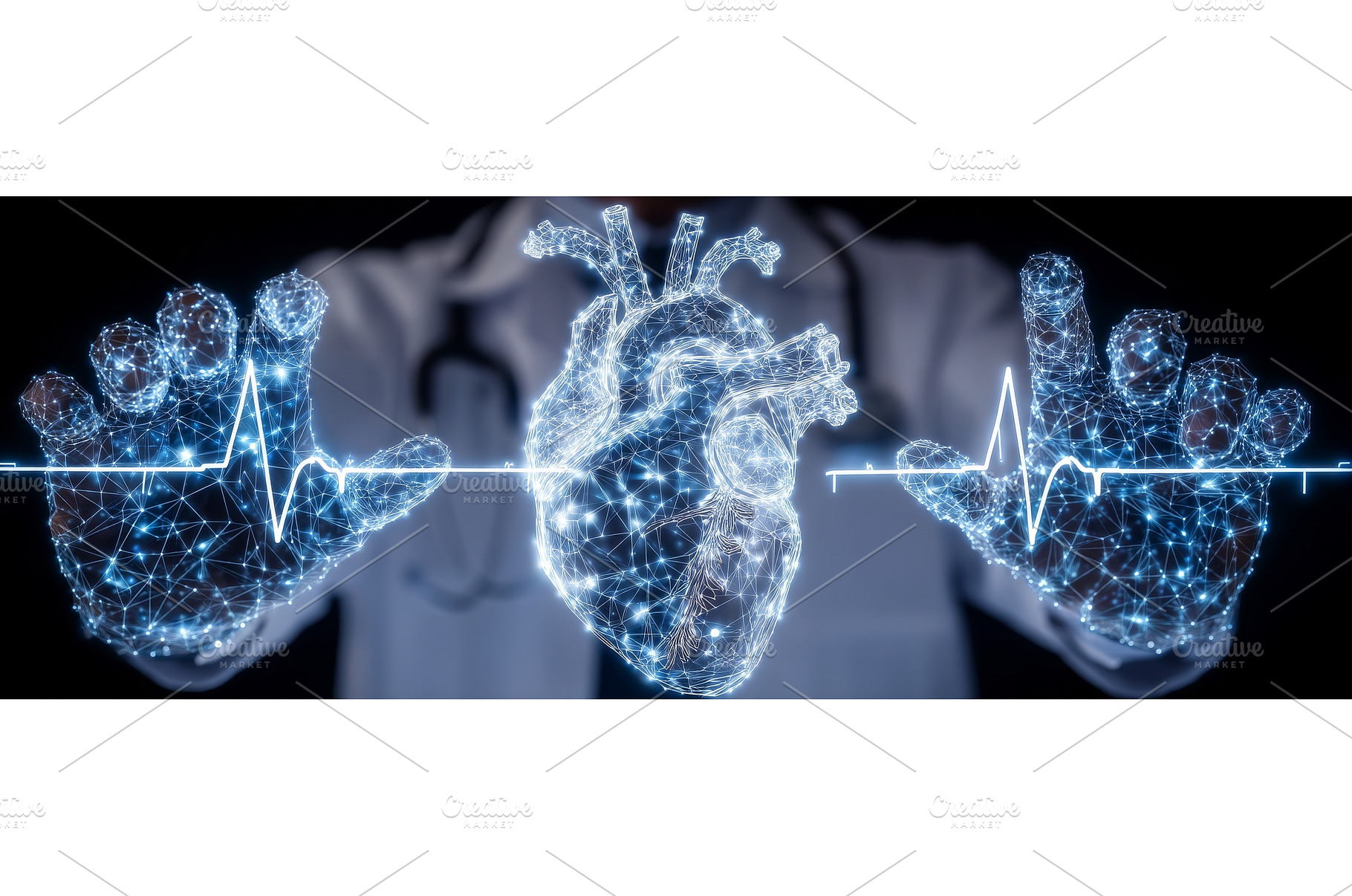 A cardiologist examines a patient's, a Health & Medical Photo by ZinetroN