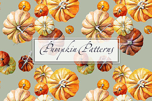 Pattern Watercolor Pumpkin