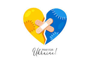 Ukrainian broken heart card, a Decorative Illustration by Elen_Art