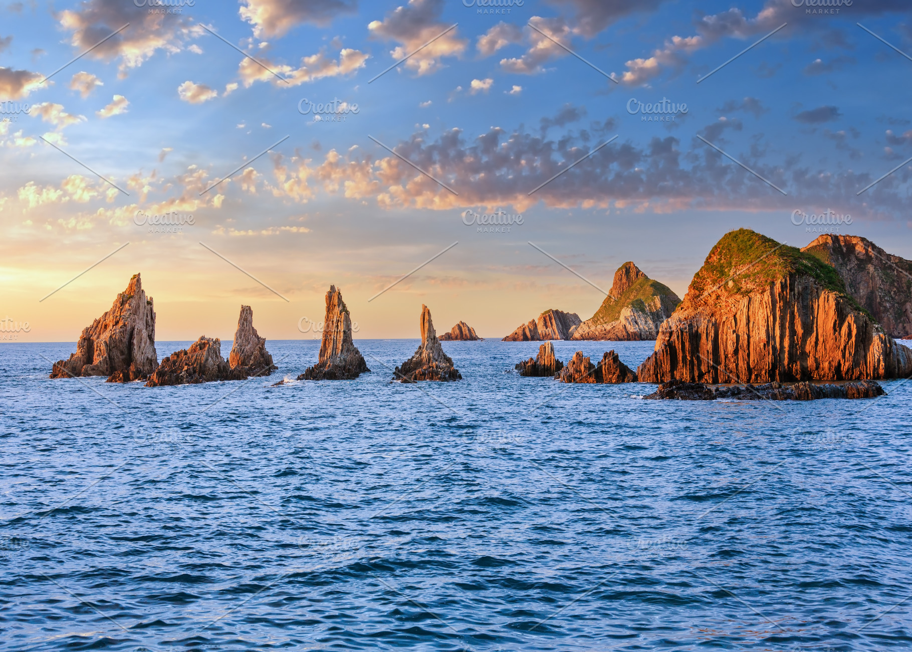 Gueirua beach at evening. Asturias, Spain., a Nature Photo by YuriyB