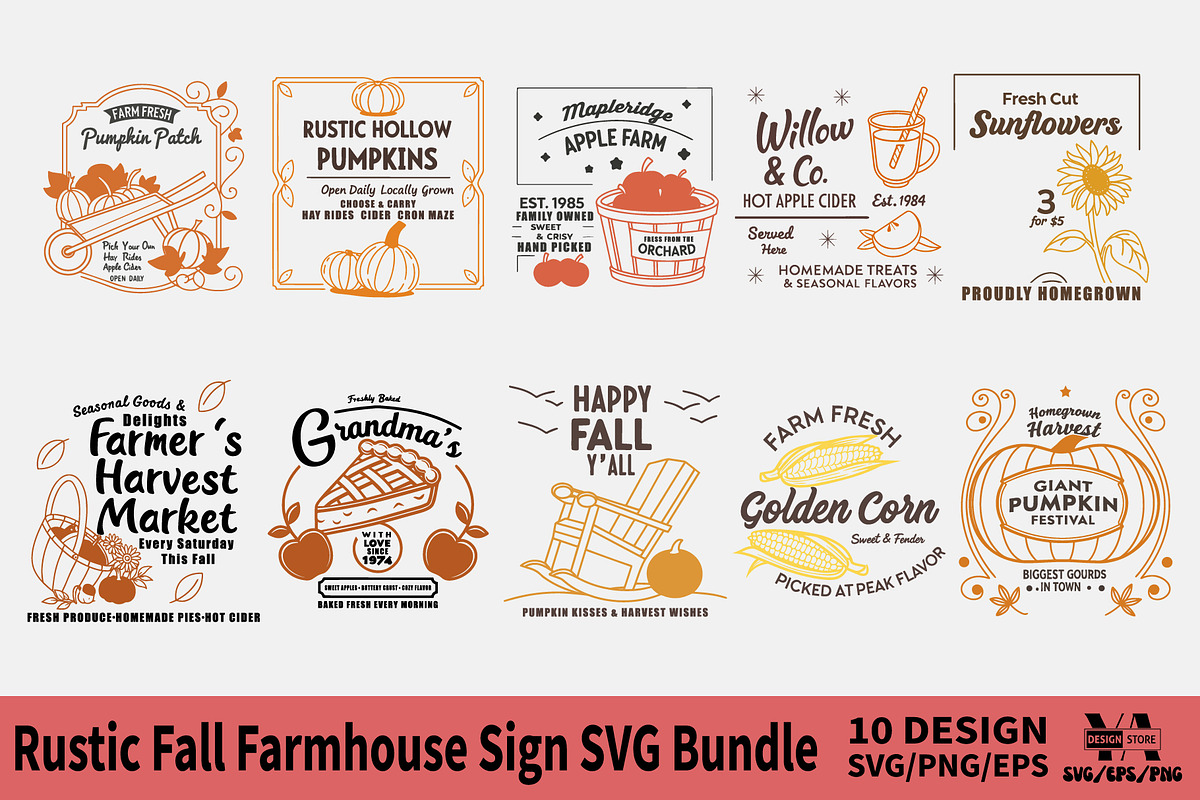 Rustic Fall Farmhouse Sign SVG Bundl, an Object Graphic by Ya_ Design Store (Photo 1 of 11)