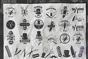 Set Of Vintage Barber Emblems