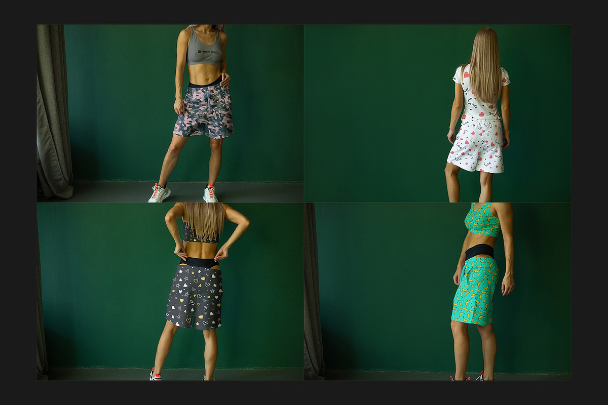 Girl's Shorts Mock-Up Set, a Bottom Mockup by Freeman Studio