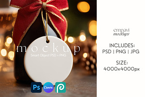 Wine Bottle Ornament Mockup, a Merchandise Mockup by EmpaviMockups