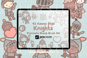 Cute Knights Procreate Stamp Brushes