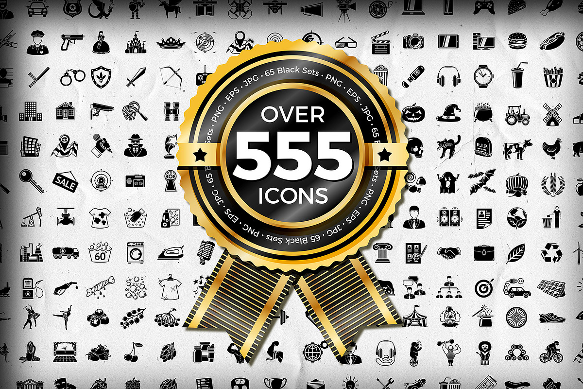 Mega Black Icons Pack - EPS, PNG, an Icon by Tashal (Photo 1 of 8)