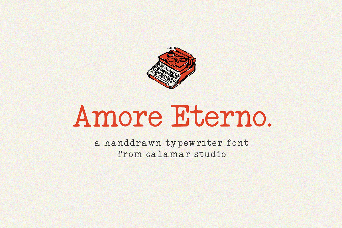 Amore Eterno Retro Typewriter Font, a Serif Font by Calamar Studio (Photo 1 of 11)