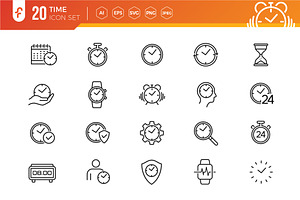 Time - Thin line web icon set